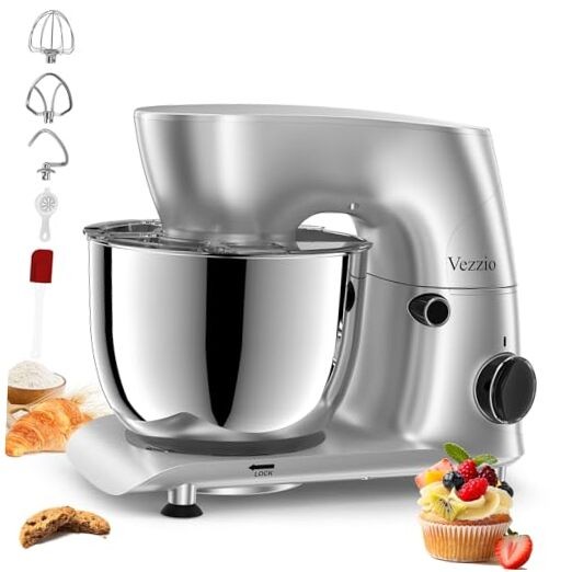 6-Quart 10-Speed Silver Tilt-Head Stand Mixer for Kitchen