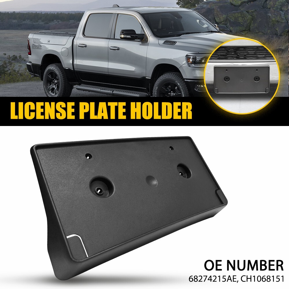 Dodge Ram 1500 2019-2021 Black Front License Plate Mount Bracket  