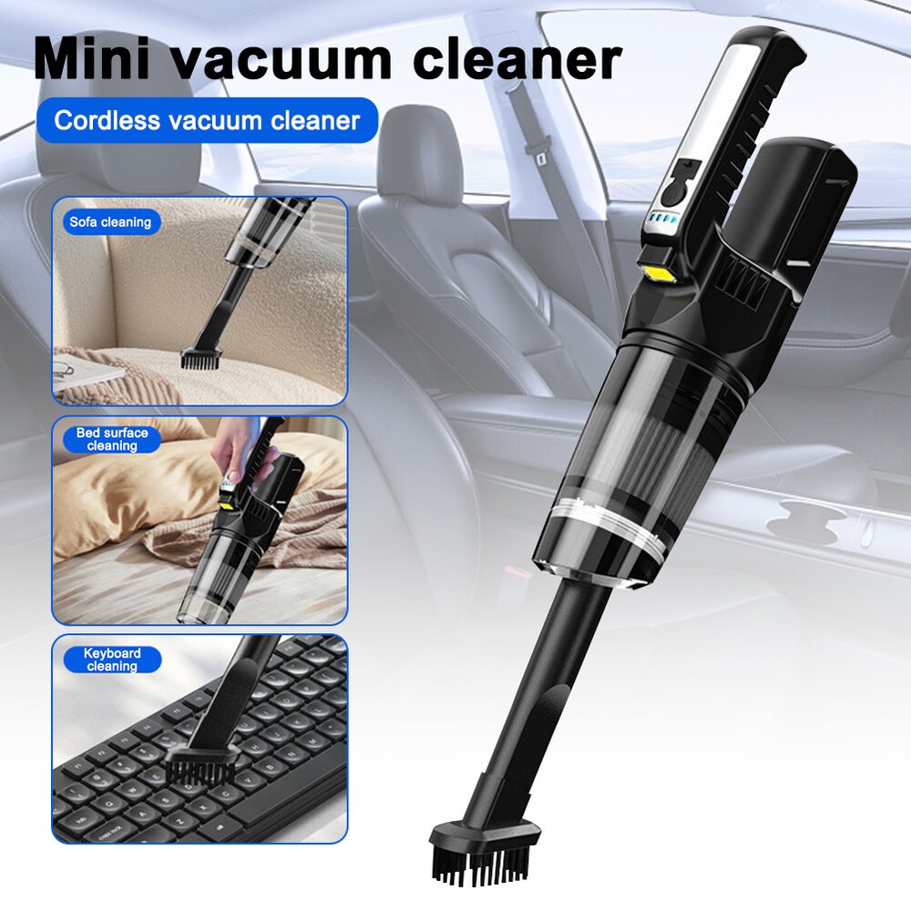Mini Wireless Car Vacuum Cleaner w/Brush Nozzle Filter Handheld Home Cleaner