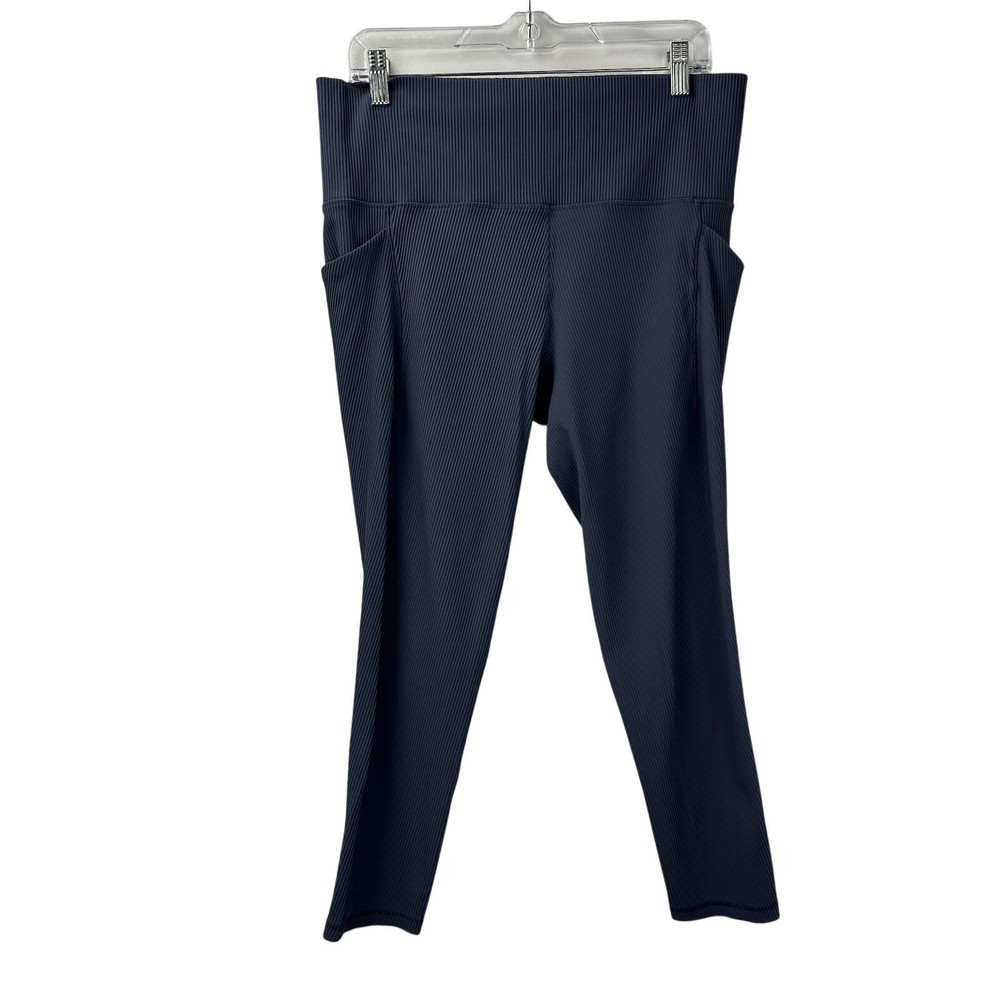 Athleta Womens 1X Chaturanga High Rise 7/8 Tight Leggings Blue Textured Pocket