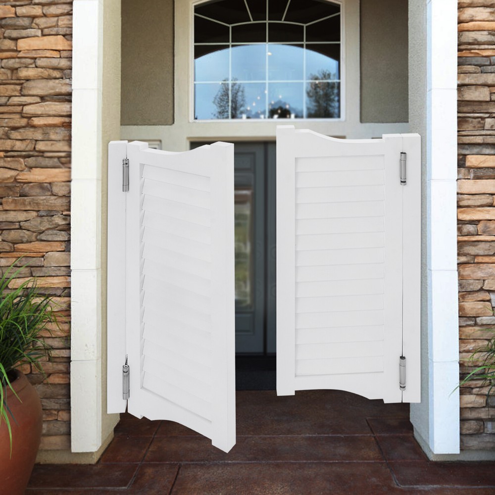 Solid Wood Partition Double Door for Shop Entrance 80×90cm/31.5×35.4in White