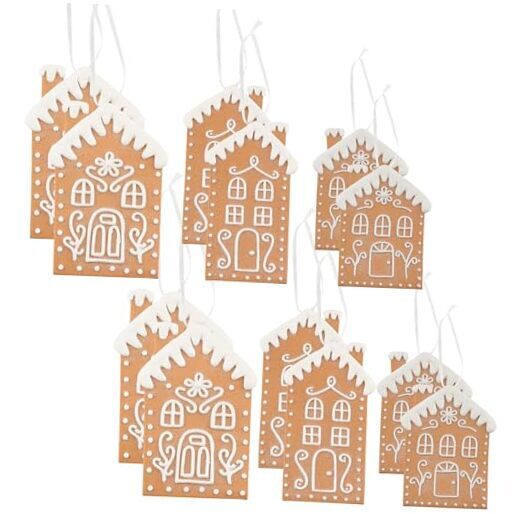 AuldHome Gingerbread House Christmas Ornaments Gingerbread Houses (Set of 12)