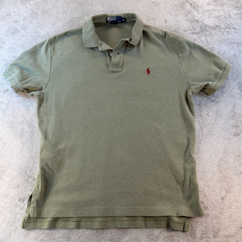 Polo Ralph Lauren Polo Shirt Men Medium Green Short Sleeve Cotton