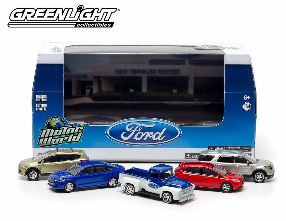 GREENLIGHT MOTOR WORLD FORD DEALERSHIP DIORAMA 5 PCS SET 1/64 DIECAST CAR 58017