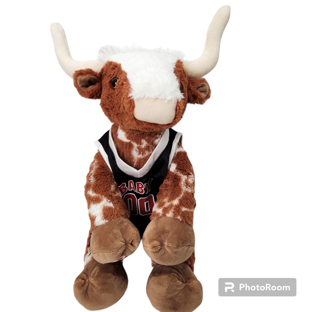 Texas Longhorn Bevo Steer Plush by Build-A-Bear UT Spotted Cow Mascot