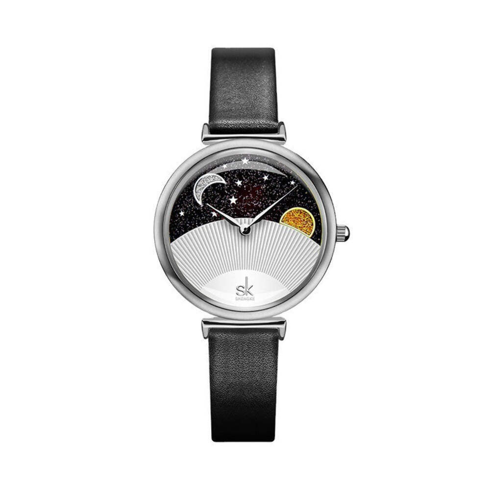 Aurora Borealis Quartz Watch with Sun and Moon Star Design for Women