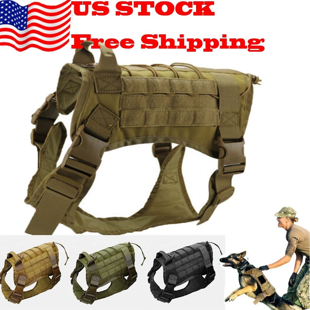 Tactical Dog Vest US Working Dog Military Harness with Handle No-pull Large