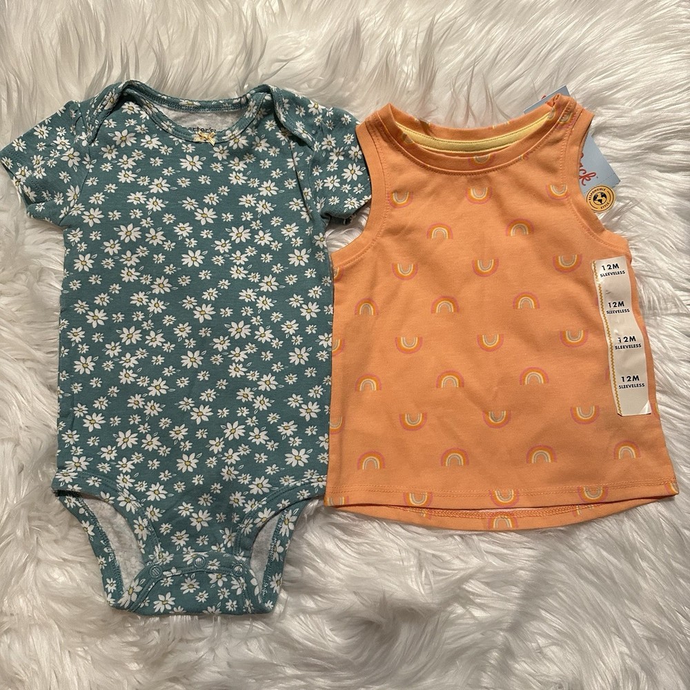 Cat & Jack Baby Girl 12M Tank Top & Bodysuit NWT