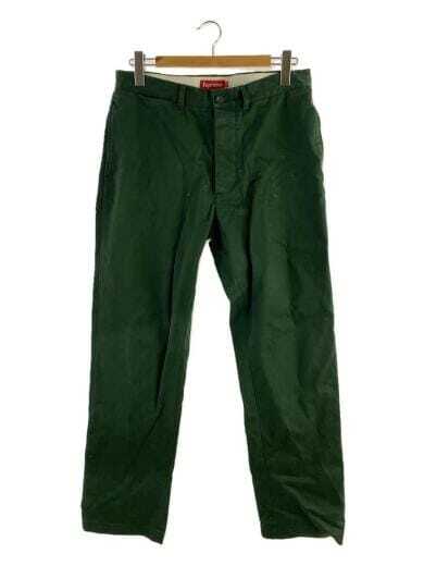 SUPREME Straight pants 32 cotton green stained