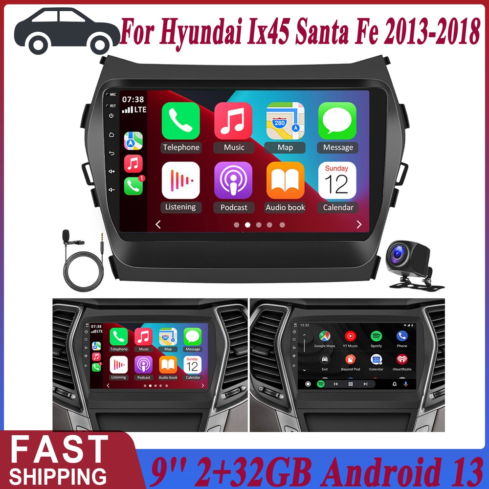 Fit For Carplay Car Stereo Radio GPS Navi FM For Hyundai Santa Fe IX45 2013-2018