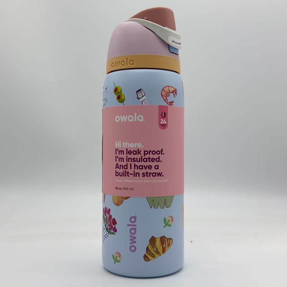 Owala x Urban Outfitters 32oz FreeSip Picnic Prep Macaroon Blue Water Bottle