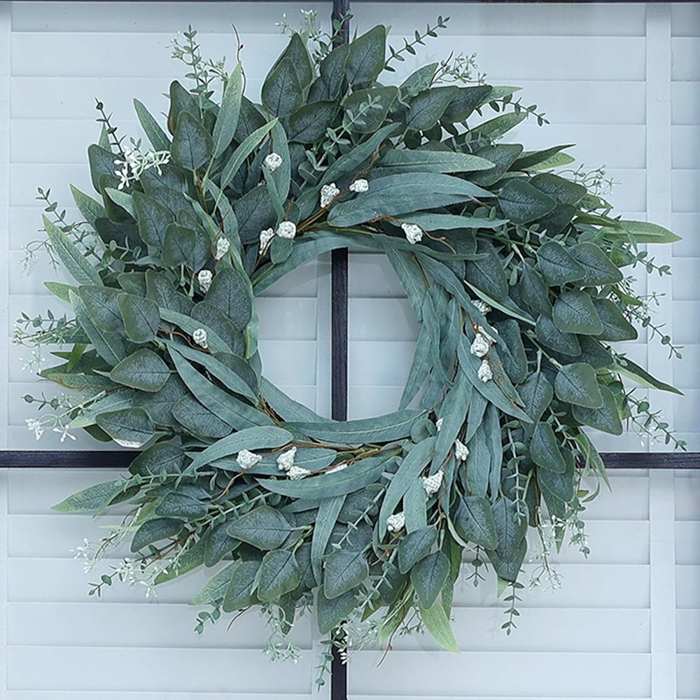 26 Inch Large Eucalyptus Artificial Wreath for Outdoor Front Door Decor