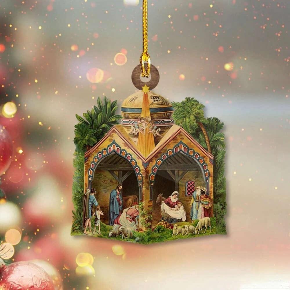 Nativity Scene Christmas Ornament  Jesus Christmas Ornament  Christian Xmas Gift
