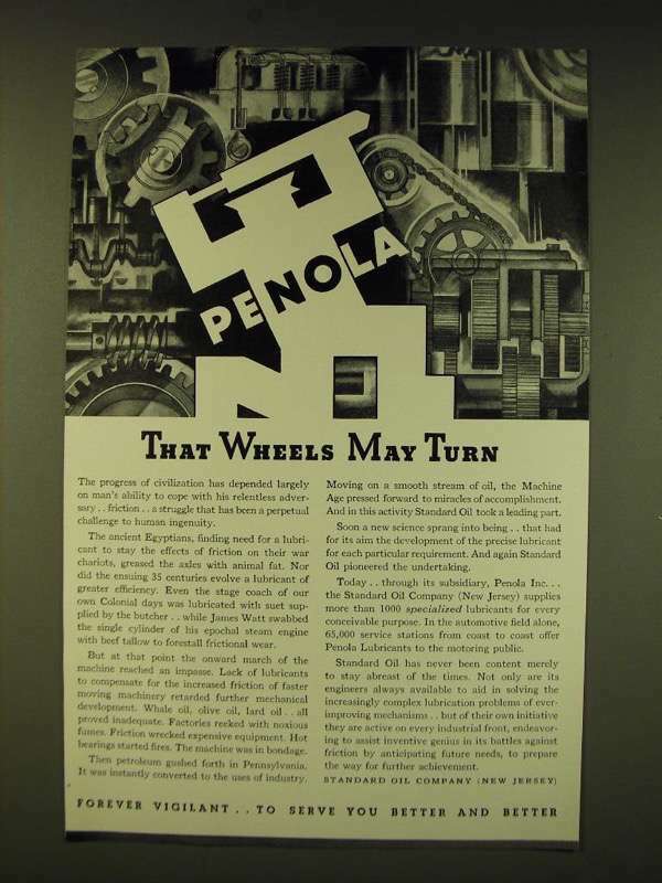 1935 Standard Oil Company Ad - Penola That Wheels may turn