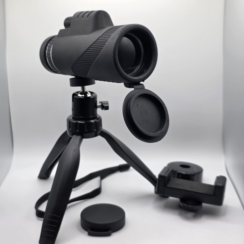 80x100 HD Monocular Telescope Waterproof w/ Tripod Phone Holder Carry Case