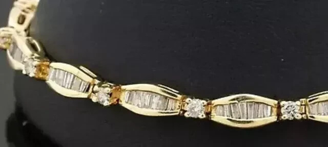 6-Piece Lab-Created Baguette Diamond Tennis Bracelet in 14K Yellow Gold