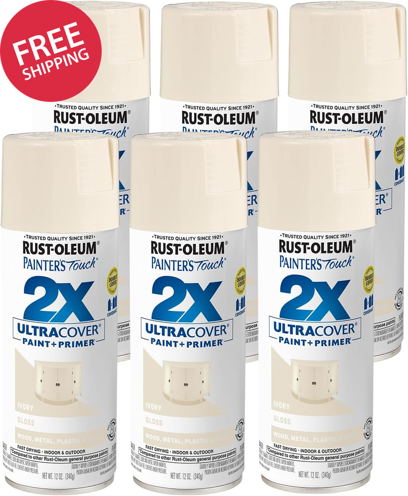 334035-6PK Painter'S Touch 2X Ultra Cover Spray Paint, 12 Oz, Gloss Ivory, 6 Pac