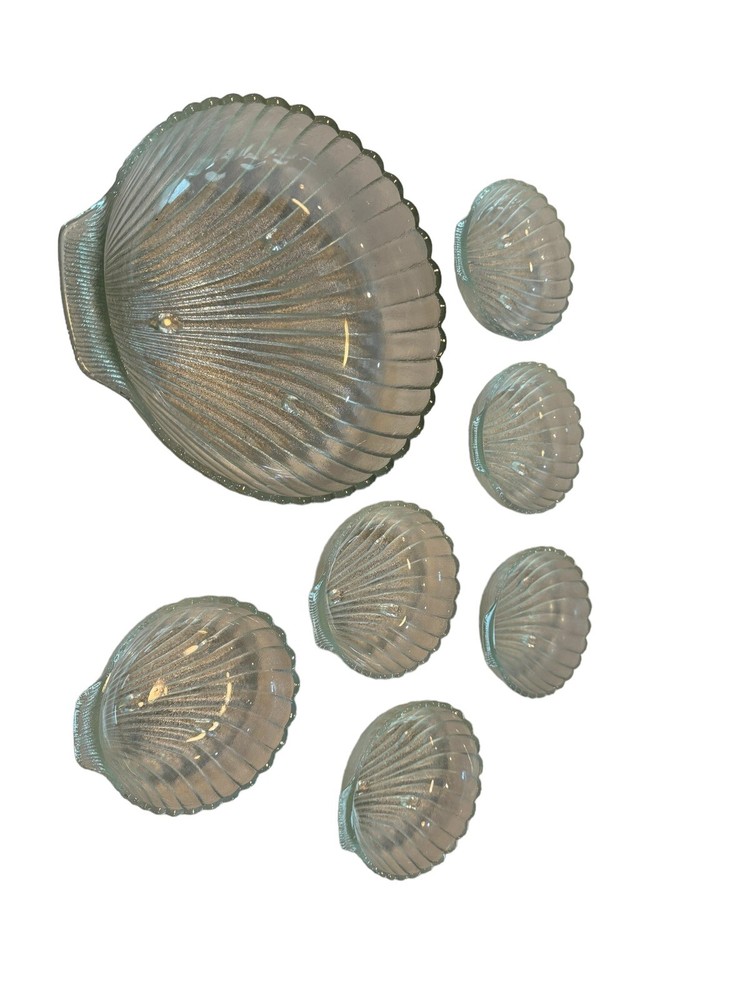 Vintage Clam Shell Salad Bowl Set of 5 Anchor Hocking Beach Sea