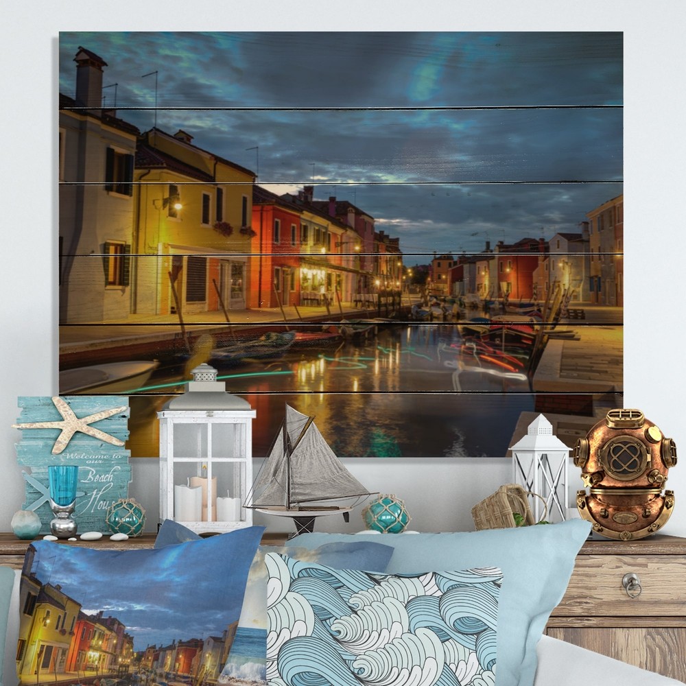 Designart 'Burano Venice House II' Nautical & Coastal Wood Wall Art Décor -