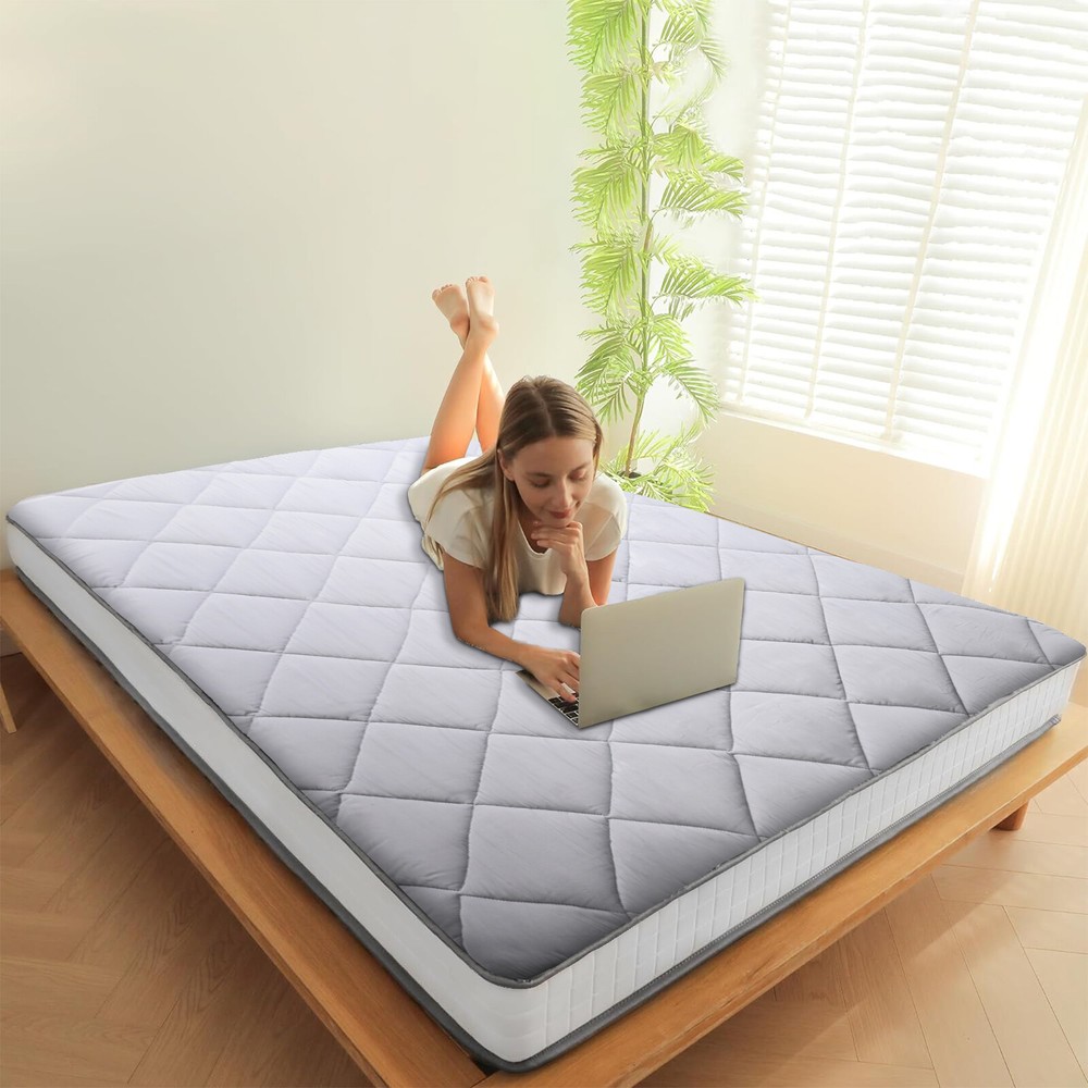 NAIZEA Japanese Floor Mattress Japanese Futon Sleeping Pad Guest Bed Gray Black