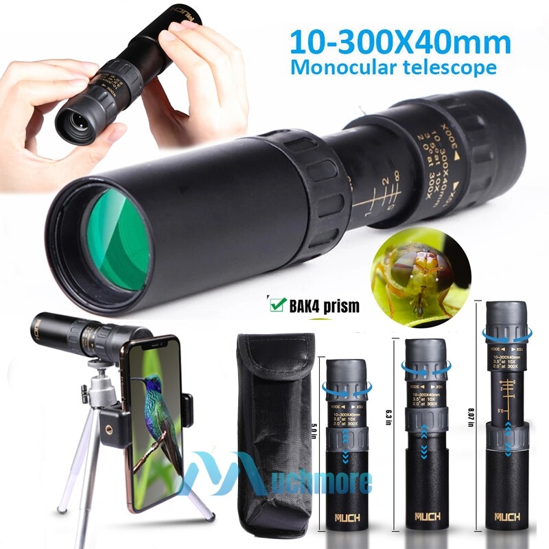 4K High Definition Monocular 10-300X40mm Super Zoom HD Telescopes Waterproof+Bag