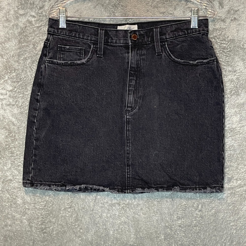 Universal Thread Women 90s Grunge Distressed Short Black Denim Jean Skirt 10