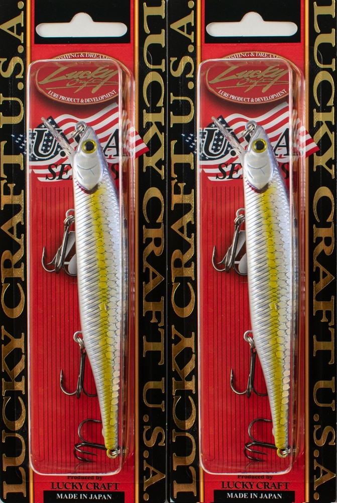 (LOT OF 2) LUCKY CRAFT LIGHTNING POINTER 110SP 1/2OZ ZEBRA MS CHART SHAD I8258