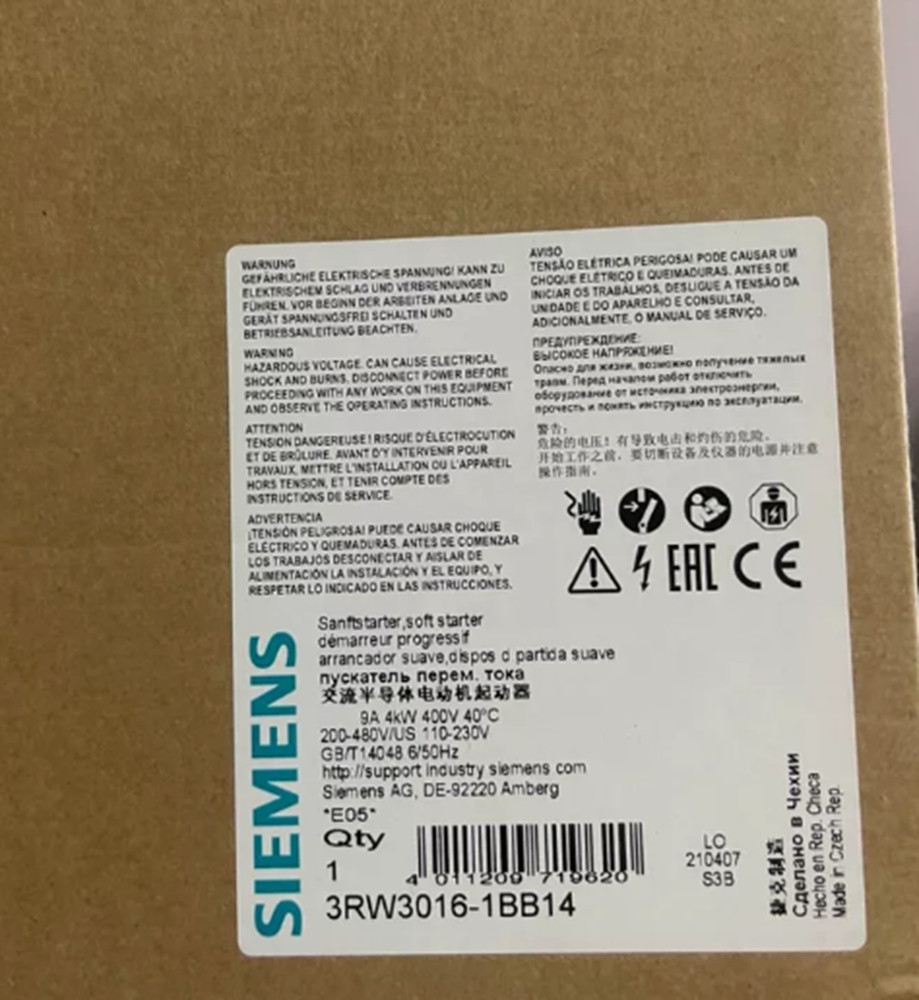 Siemens Electronic Soft Starter 3RW3016-1BB14 4KW/9A NEW