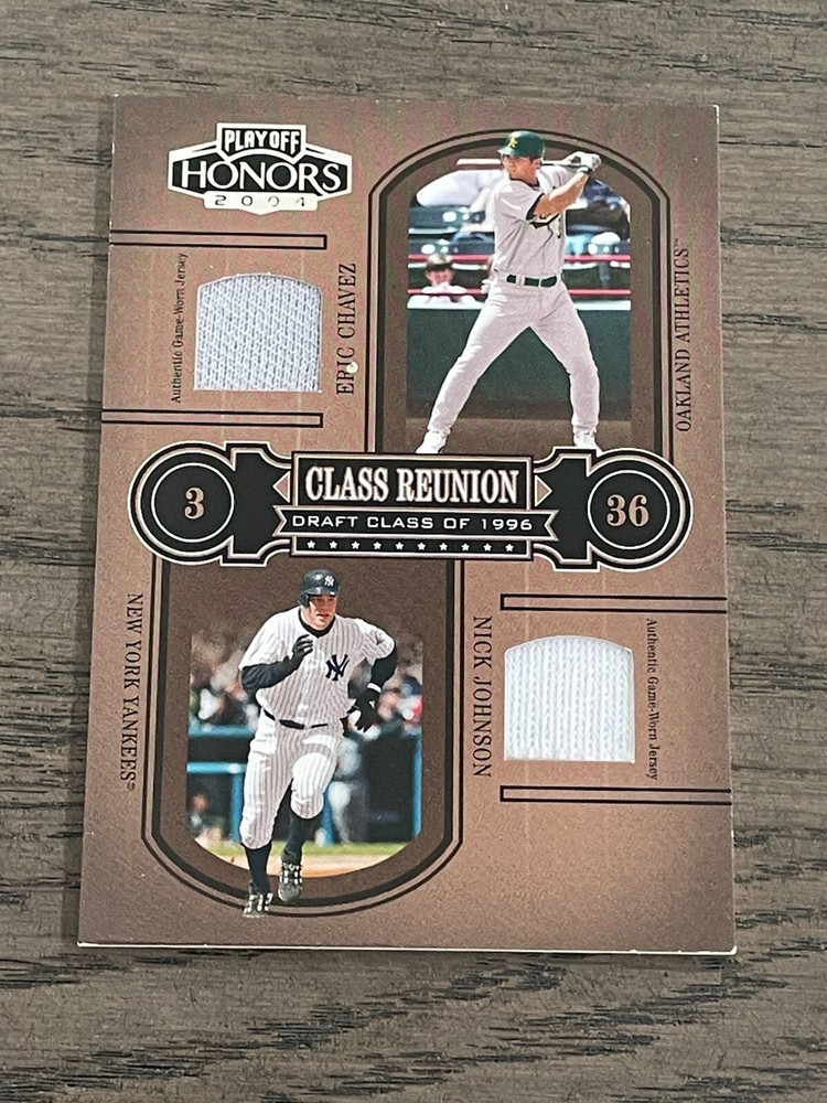 2004 Playoff Honor Class Reunion Material Eric Chavez Nick Johnson #CR15 /250