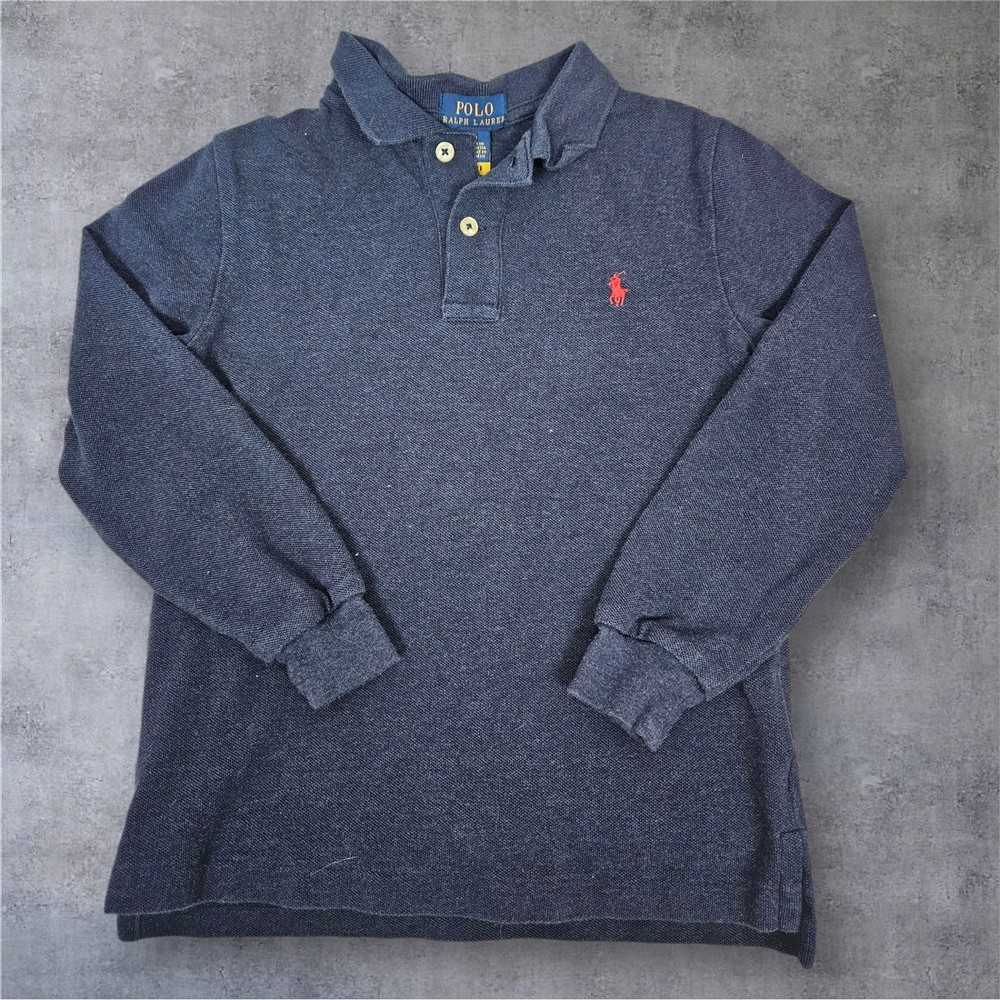 Polo Ralph Lauren Kids Long Sleeve Polo Shirt Size 6 Navy Red Pony Logo P72