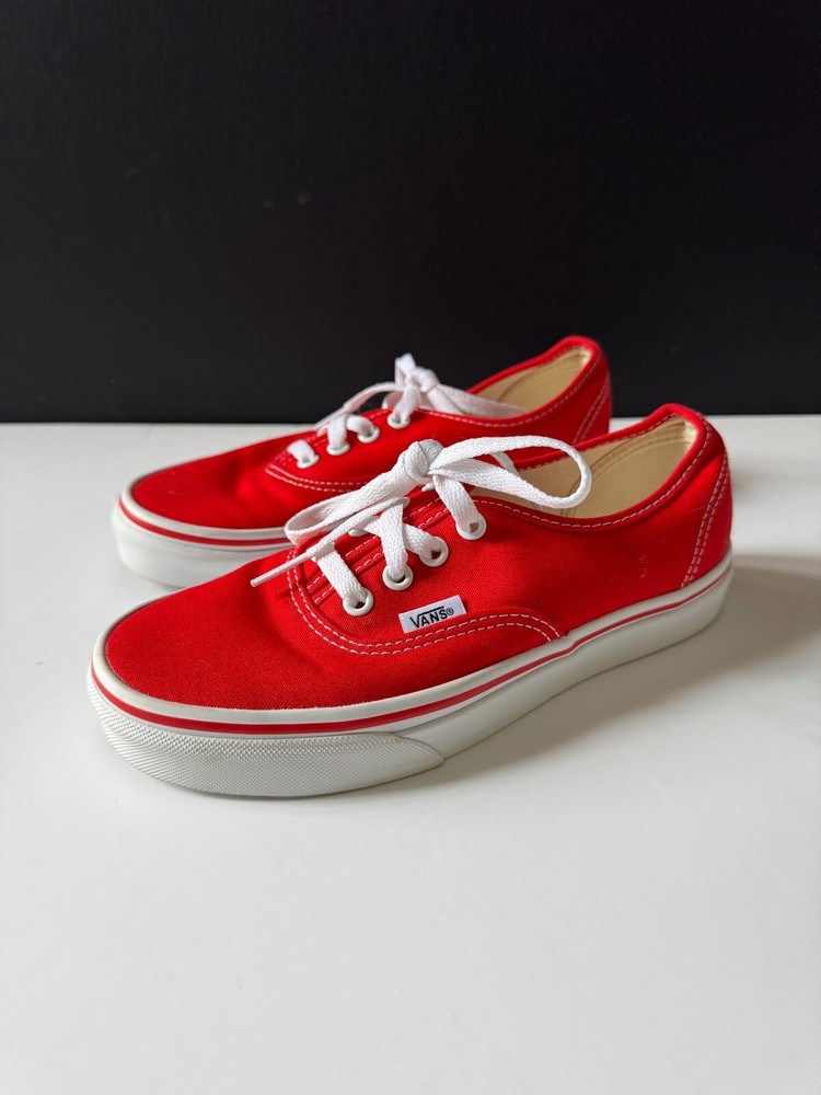 Vans Authentic Red Canvas Sneakers Womens Size 6 Mens 4.5