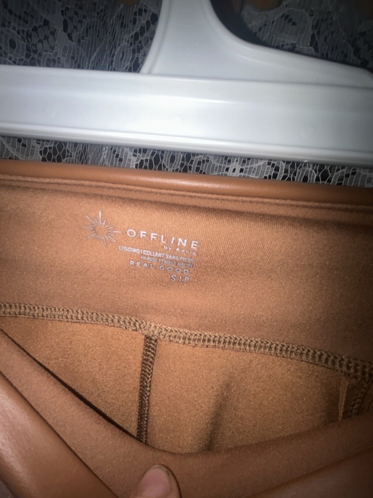 OFFLINE By Aerie Real Luxe Faux Leather Leggings Hi Rise Womens Medium Brown