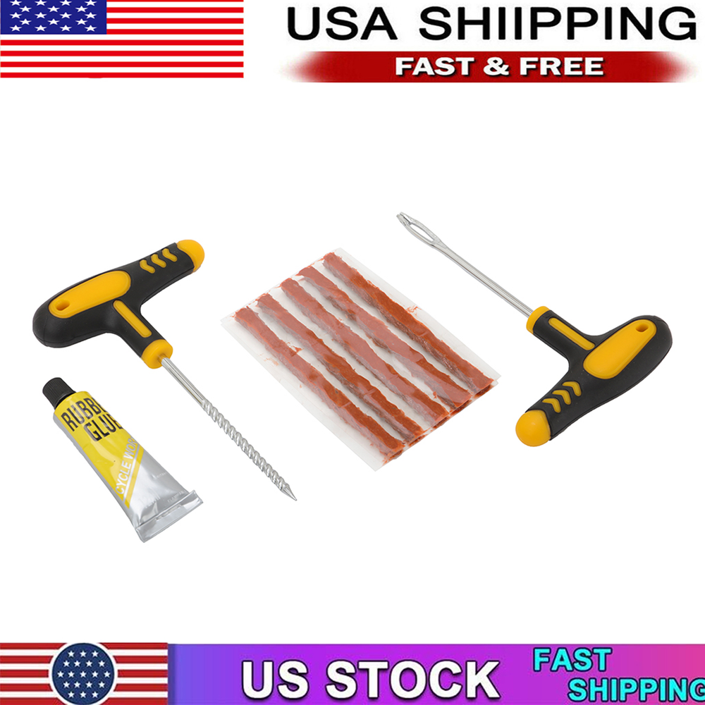 Car Tubeless Tyre Tire Puncture Repair Plug Kit Needle Patch Fix Tool