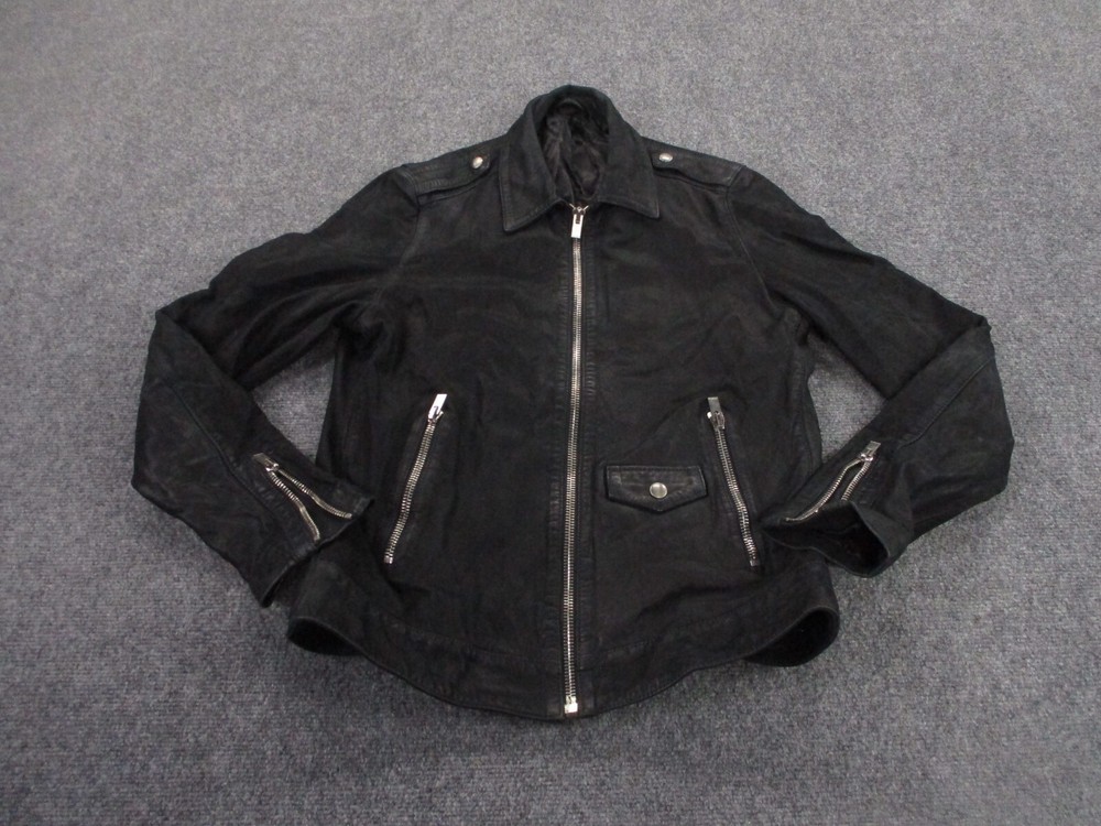 Kooples Jacket Adult L Black Cow Leather Heavy Outdoors Biker Punk Womens