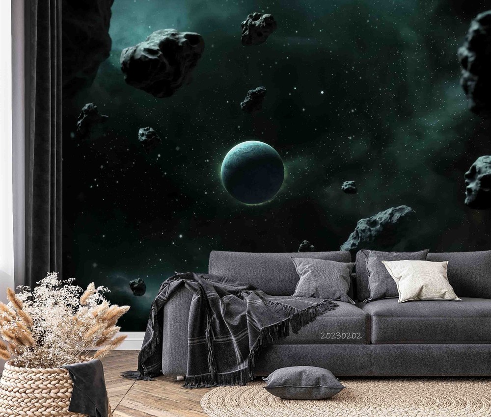 3D Space Planet Meteorite Wall Murals Wallpaper Murals Wall Sticker