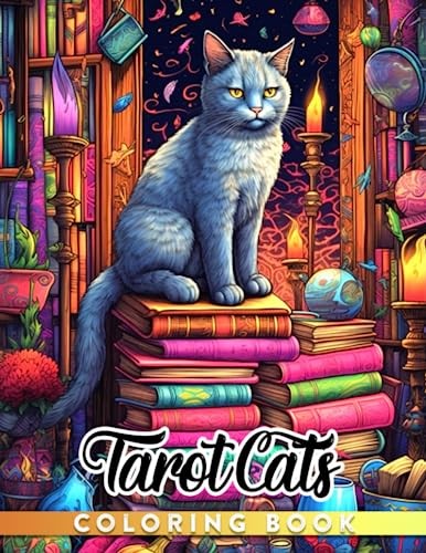 Tarot Cats Coloring Book with Stunning Mystical Illustrations