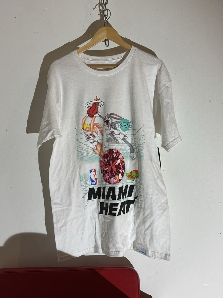 Diamond Supply Miami Heat Space Jam White T-Shirt Men's Size Large NWT