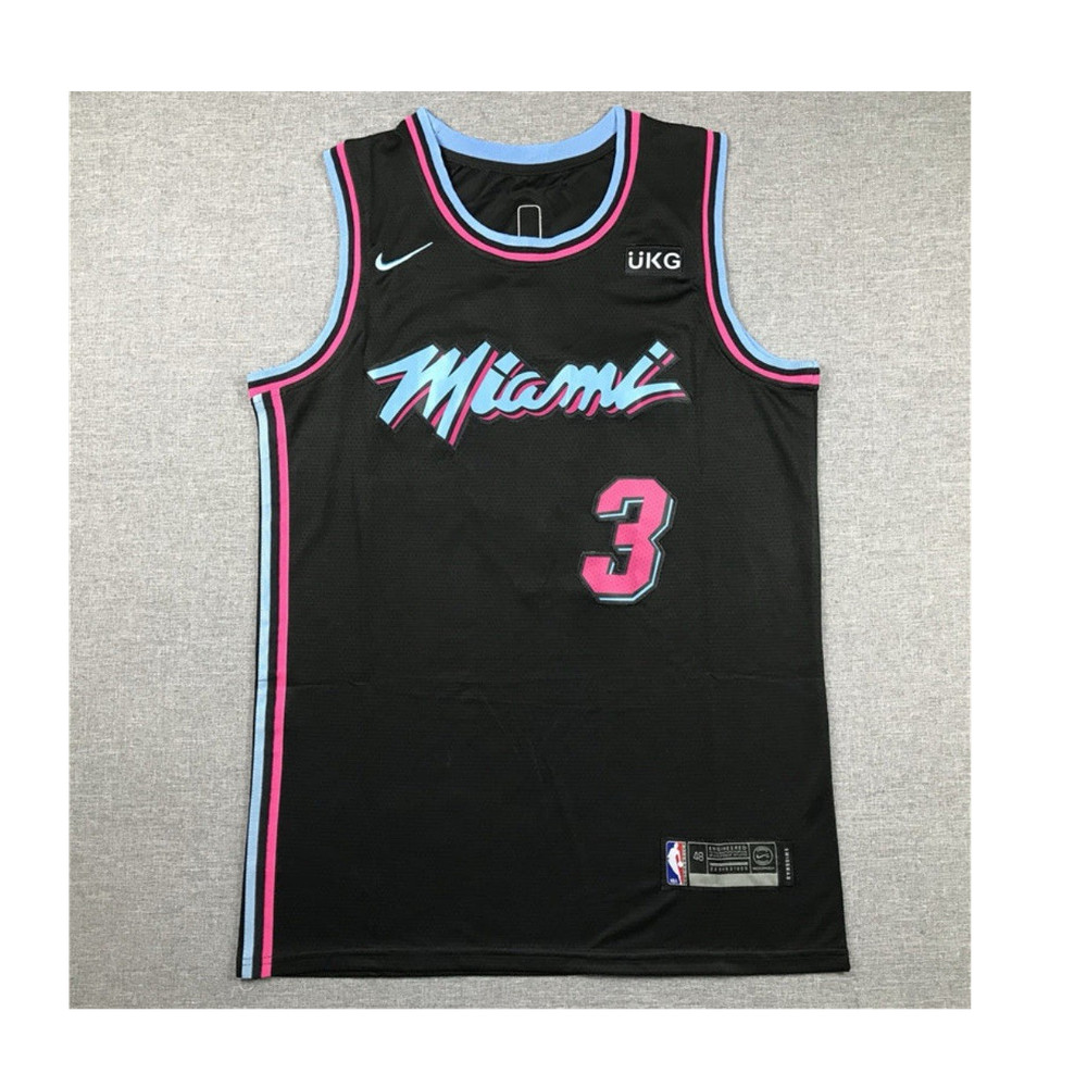 Nike Miami Heat Dwyane Wade #3 NBA Jersey Black Pink Blue 48
