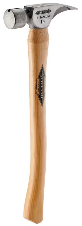 Stiletto 14 Oz. Titanium Smooth Face Hammer with 18 in. Curved Hickory Handle