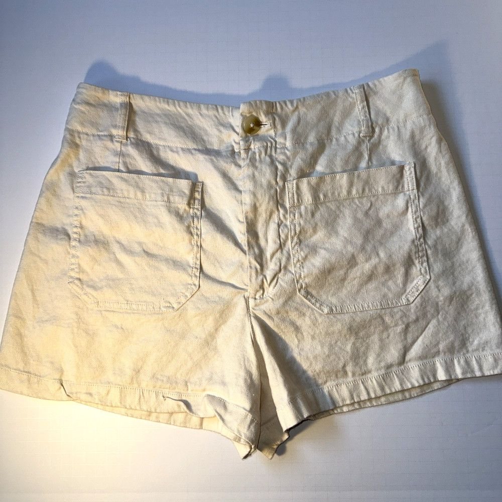 Anthropologie Women's Colette Shorts by Maeve Pitched Linen Edition Ivory Sz 32