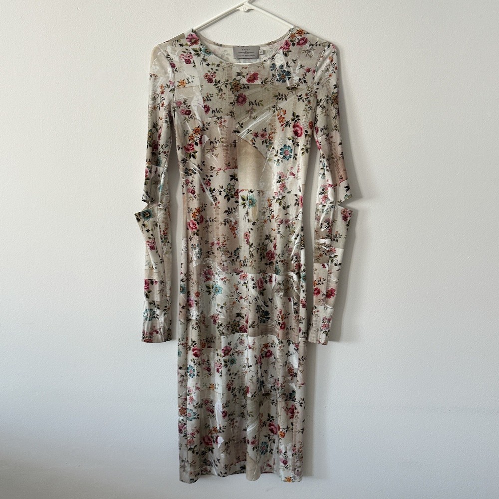 Preen By Thornton Bregazzi Ivory Floral Print Dress Size Small