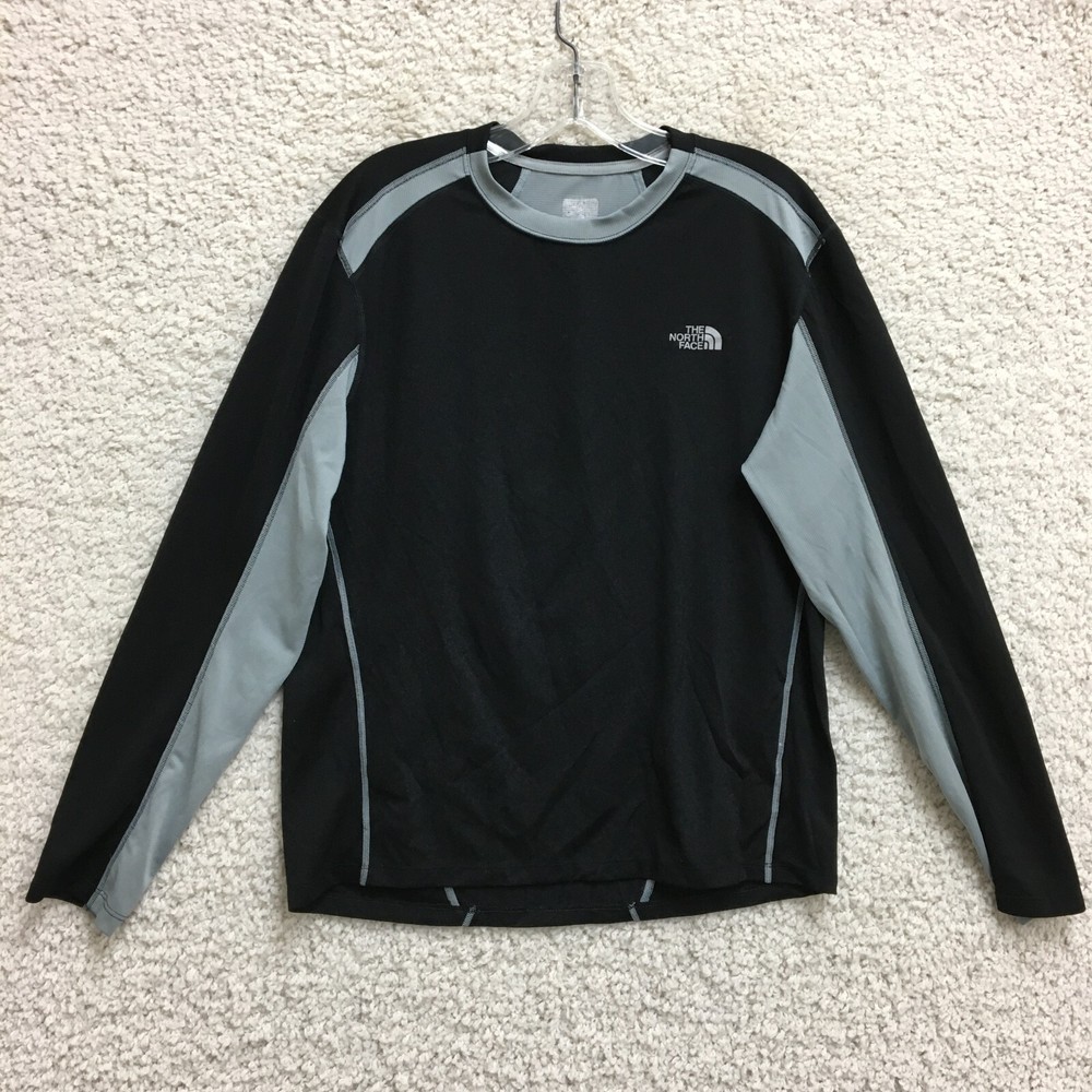 The North Face Shirt Medium Adult Black Crewneck Long Sleeve Athletic Tee Mens M
