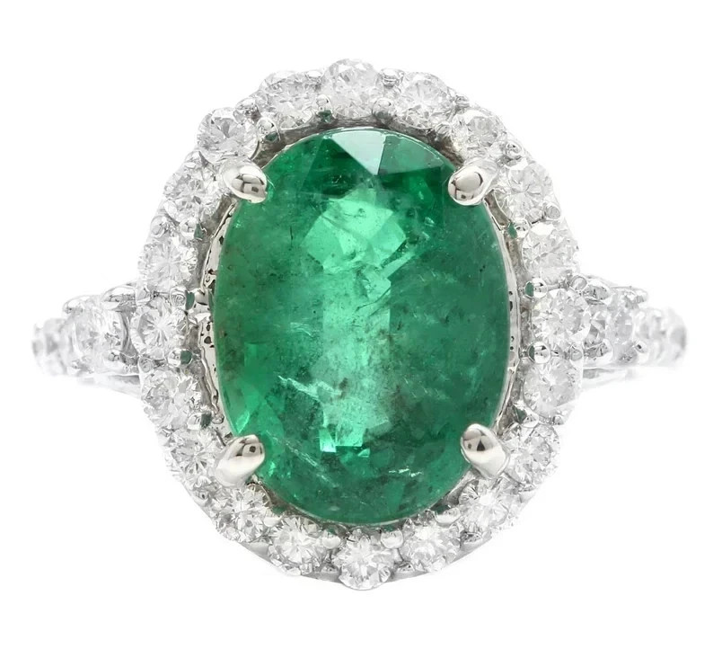 5.00 Ct Natural Emerald Diamond Engagement Proposal Ring Solid 18K White Gold