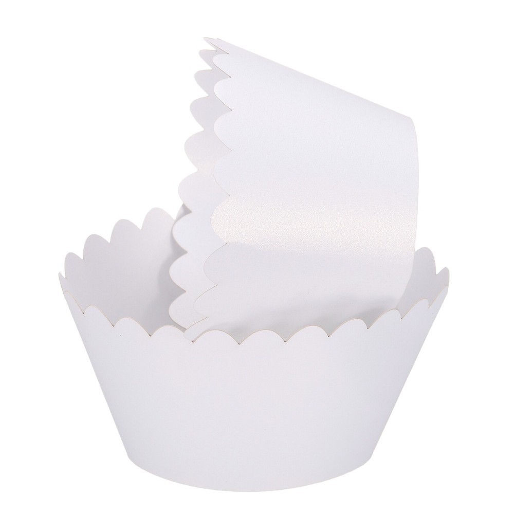 50 Pcs Cupcake Wrappers for Decoration Baking White (Flower, Color Card Paper)