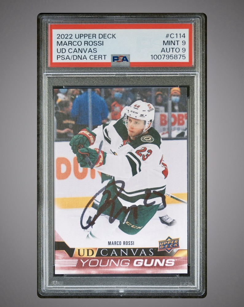 2021-22 UD Young Guns Canvas Marco Rossi Signed RC PSA 9 Auto 9