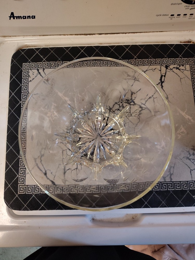 Vintage Princess House Heritage Lead Crystal Etched Salad Serving Bowl