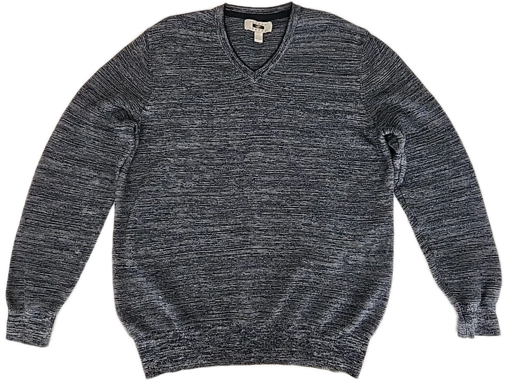 Joseph Abboud Men's Large V-Neck Pullover Sweater Long Sleeve Blue/Gray Classic