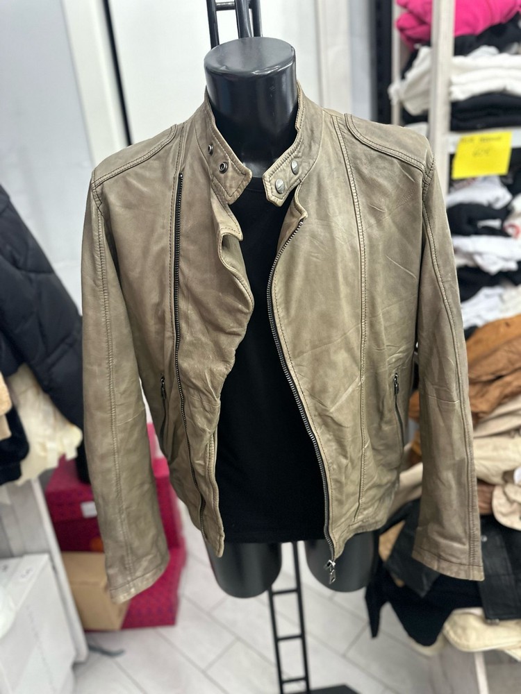 Men's Green Gas Leather Jacket Size XL LLV2027