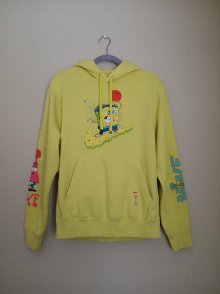 Nike Hoodie Mens Small Yellow Kyrie SpongeBob SquarePants Graphic CQ7148-740