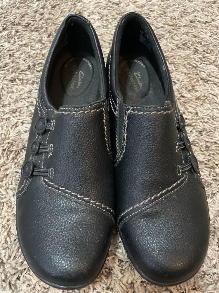 Clarks Womens Ashland Black Effie Slip On Loafers Size 8